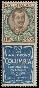 1924 - 1 lira Columbia (19), gomma integra, ... 