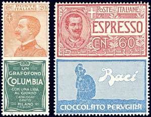 1925 - 20 cent. Columbia e 60 cent. Perugina ... 