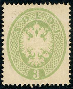 1863 - 3 soldi verde giallastro, dent. 14 ... 