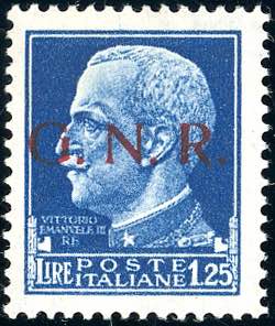 1943 - 1,25 lire soprastampa G.N.R. di ... 