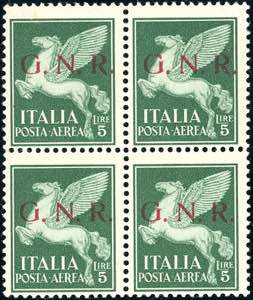 1943 - 5 lire soprastampa G.N.R. di Brescia, ... 