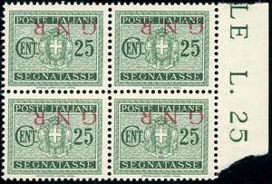 1943 - 25 cent. verde, soprastampa capovolta ... 
