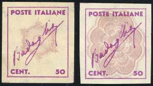 1944 - 50 cent. Badoglio, due prove ... 