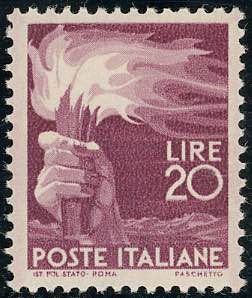 1945 - 20 lire lilla vinaceo Democratica ... 