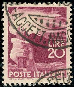 1945 - 20 lire lilla vinaceo Democratrica ... 