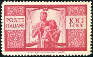 1946 - 100 lire Democratica, dent. 14 1/4 x ... 