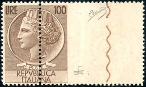 1954 - 100 lire Turrita, filigrana ruota, ... 