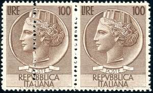 1854 - 100 lire Turrita, filigrana ruota, ... 