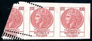 1977 - 400 lire Siracusana (1084B), striscia ... 