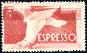 1945 - 5 lire Democratica, doppia stampa ... 