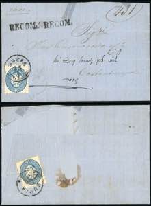 1867 - 10 soldi azzurro, dent. 9 1/2 (L44), ... 