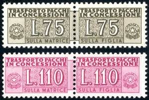 1955 - 75 e 100 lire, filigrana stelle ... 