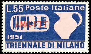 1951 - 55 lire Triennale, soprastampa a ... 