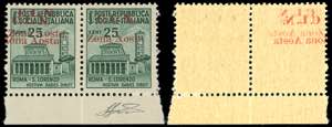 AOSTA 1944 - 25 cent., coppia orizzontale, ... 