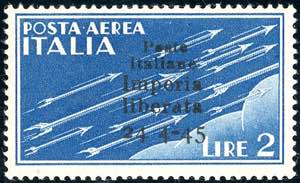 IMPERIA 1945 - 2 lire azzurro posta aerea, ... 