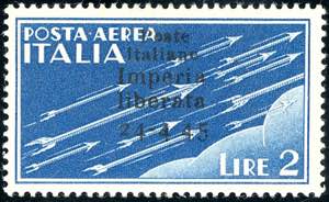 IMPERIA 1945 - 2 lire azzurro posta aerea, ... 