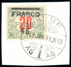 FIUME 1919 - 45 cent. su 20 f. soprastampato ... 