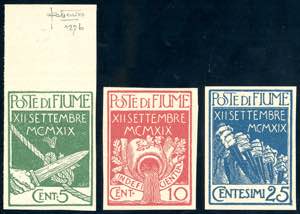 FIUME 1920 - 5 cent., 10 cent., 25 cent. ... 