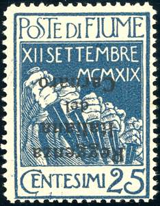 FIUME 1920 - 25 cent. indaco Reggenza ... 