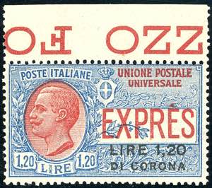 DALMAZIA ESPRESSI 1922 - 1,20 su 1,20 lire, ... 