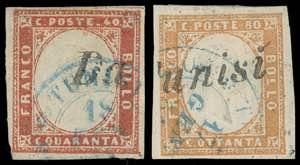 TUNISI 1858 - 40 cent. e 80 cent. IV ... 