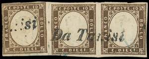 TUNISI 1859  -10 cent. bruno giallastro, IV ... 