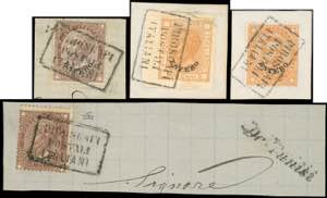 TUNISI 1874/81 - Tre esemplari De La Rue ... 