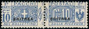 PACCHI POSTALI 1916 - 10 cent. azzurro, Nodo ... 
