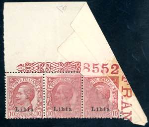 1912 - 10 cent. Leoni (4), striscia ... 