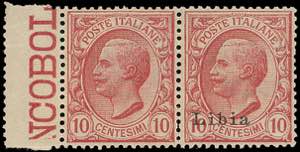 1912 - 10 cent. Leoni, coppia orizzontale ... 