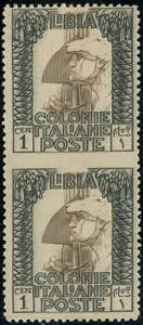 1921 - 1 cent. Pittorica, coppia verticale ... 