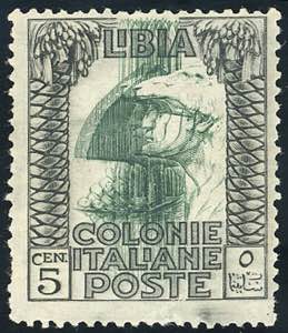 1921 - 5 cent. Pittorica, doppia stampa del ... 