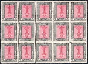 1924 - 10 cent. nero e carminio Pittorica, ... 