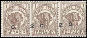 1907 - 2 cent. su 1 b. bruno, Leoni, ... 
