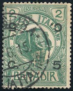 1907 - 5 cent. su 2 b. verde, Leoni, doppia ... 