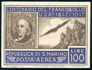 1947 - 100 lire Centenario francobollo ... 