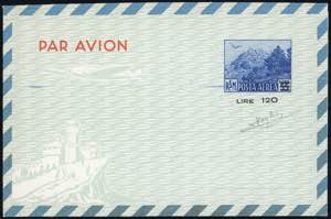 1952 - 120 lire su 55 lire, aerogramma, tre ... 