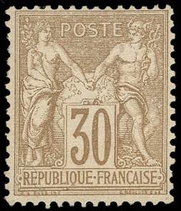FRANCIA 1876 - 30 cent. bruno chiaro Sage I ... 