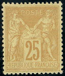 FRANCIA 1877 - 25 cent. giallo bistro Sage, ... 