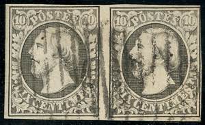 LUSSEMBURGO 1852 - 10 cent. nero grigio ... 