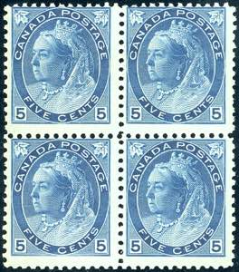 CANADA 1898/1903 - 5 cent. azzurro su carta ... 