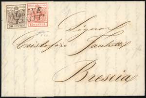 1850 - 15 cent. rosso, 30 cent. bruno, ... 
