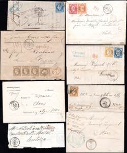 FRANCIA 1852/1887 - Cinque lettere ... 
