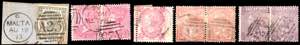 MALTA 1855/1875 - Lotto di sette francobolli ... 