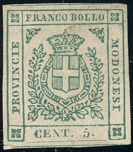 1859 - 5 cent. verde (12),  gomma originale, ... 