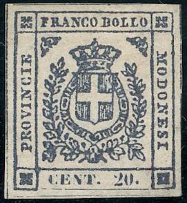 1859 - 20 cent. ardesia violaceo (15), gomma ... 