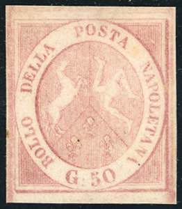 1858 - 50 grana rosa carminio chiaro (14b), ... 