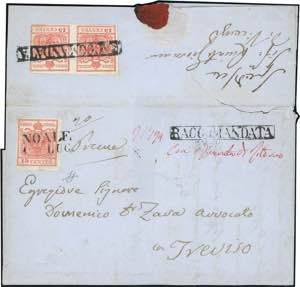 1854 - 15 cent. rosso, III tipo, carta a ... 