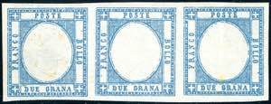 1861 - 2 grana azzurro chiaro, striscia di ... 