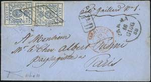 1859 - 40 cent. azzurro, un esemplare con ... 